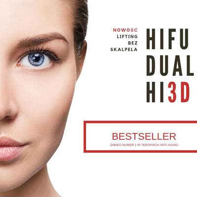 HIFU 3D - Obecnie najbardziej skuteczny mechanizm nadania skórze zupełnie nowego, świeżego, a przede wszystkim młodego wyglądu. Rezultatem zabiegu jest redukcja zmarszczek, zwiotczeń i fałdów skórnych. Oferta dotyczy wybranej partii twarzy. 